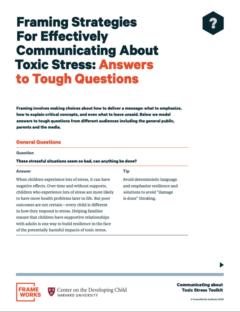 Framing Strategies For Effectively Communication About Toxic Stress Answers To Tough Questions