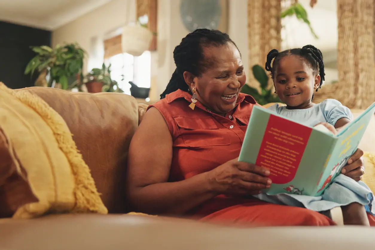 caregiver reading to child