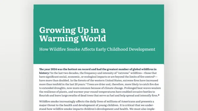 Growing Up in a Warming World: How Wildfire Smoke Affects Early Childhood Development.