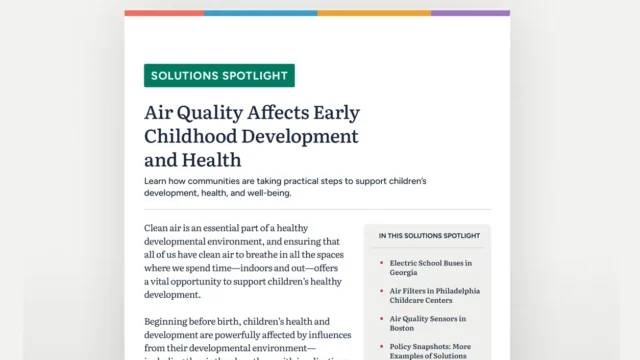 Air Quality Affects early childhood development and health.